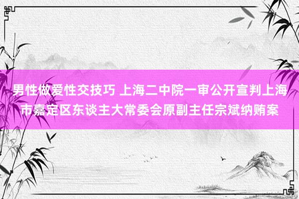 男性做爱性交技巧 上海二中院一审公开宣判上海市嘉定区东谈主大常委会原副主任宗斌纳贿案