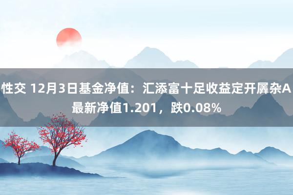 性交 12月3日基金净值：汇添富十足收益定开羼杂A最新净值1.201，跌0.08%