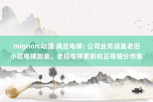 mignon 动漫 满足电梯: 公司业务涵盖老旧小区电梯加装、老旧电梯更新校正等细分市集