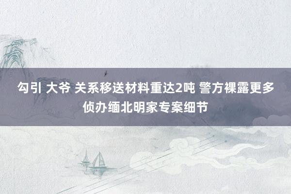 勾引 大爷 关系移送材料重达2吨 警方裸露更多侦办缅北明家专案细节