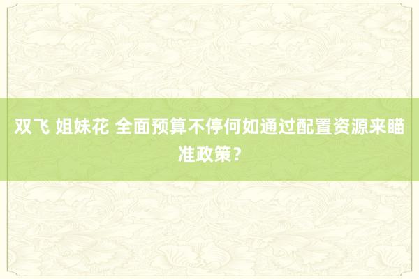 双飞 姐妹花 全面预算不停何如通过配置资源来瞄准政策？