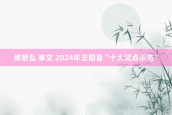 修艳弘 拳交 2024年云阳县“十大试点示范”