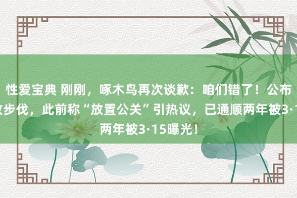 性爱宝典 刚刚，啄木鸟再次谈歉：咱们错了！公布6条整改步伐，此前称“放置公关”引热议，已通顺两年被3·15曝光！