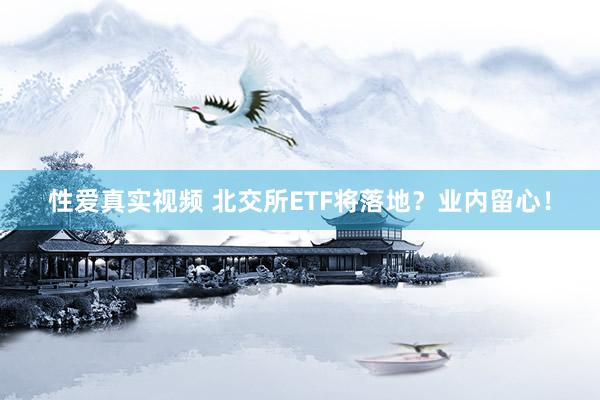 性爱真实视频 北交所ETF将落地？业内留心！