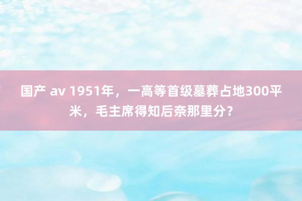 国产 av 1951年，一高等首级墓葬占地300平米，毛主席得知后奈那里分？
