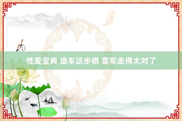性爱宝典 造车这步棋 雷军走得太对了