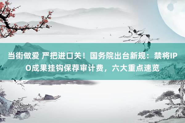 当街做爱 严把进口关！国务院出台新规：禁将IPO成果挂钩保荐审计费，六大重点速览