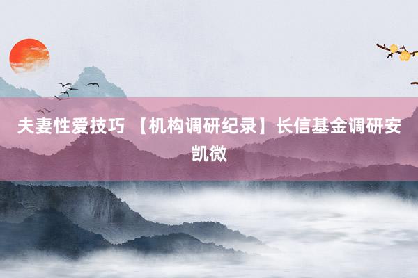 夫妻性爱技巧 【机构调研纪录】长信基金调研安凯微
