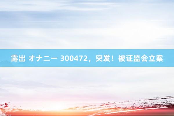露出 オナニー 300472，突发！被证监会立案