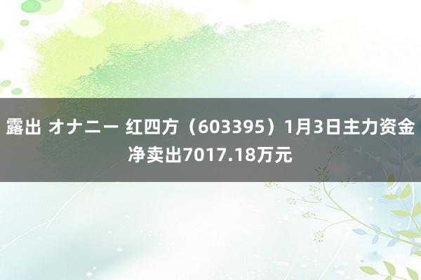 露出 オナニー 红四方（603395）1月3日主力资金净卖出7017.18万元