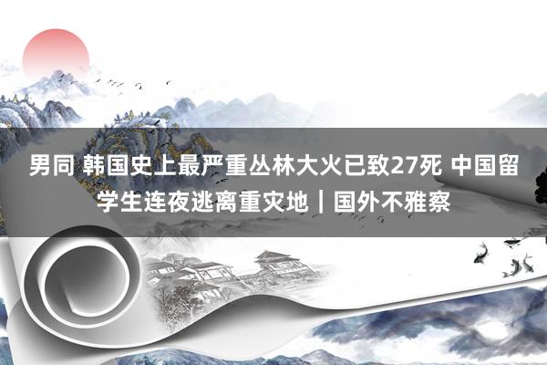 男同 韩国史上最严重丛林大火已致27死 中国留学生连夜逃离重灾地｜国外不雅察