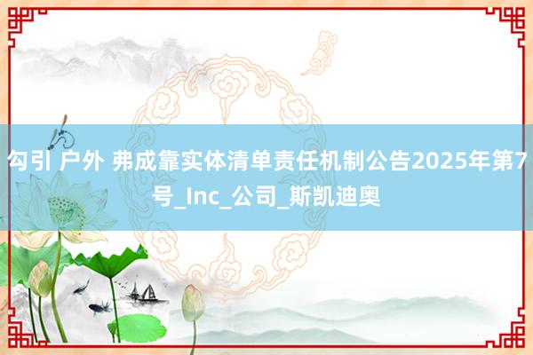 勾引 户外 弗成靠实体清单责任机制公告2025年第7号_Inc_公司_斯凯迪奥