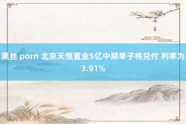 黑丝 porn 北京天恒置业5亿中期单子将兑付 利率为3.91%