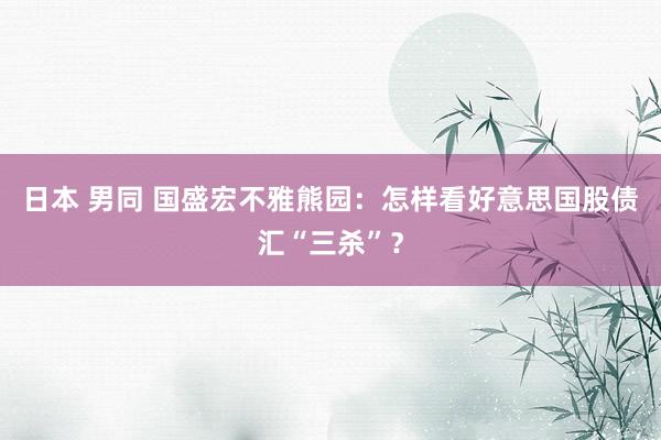 日本 男同 国盛宏不雅熊园：怎样看好意思国股债汇“三杀”？