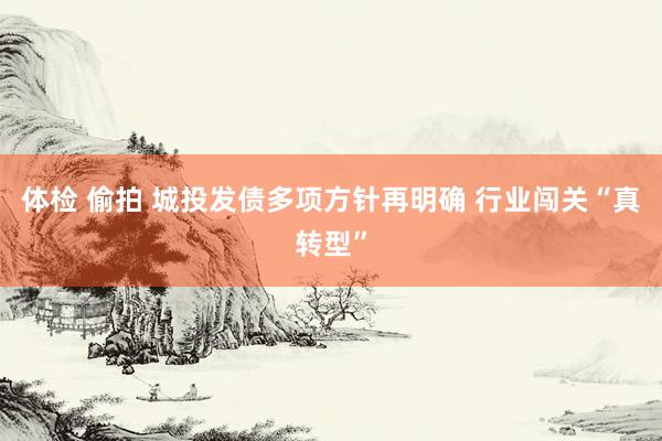 体检 偷拍 城投发债多项方针再明确 行业闯关“真转型”