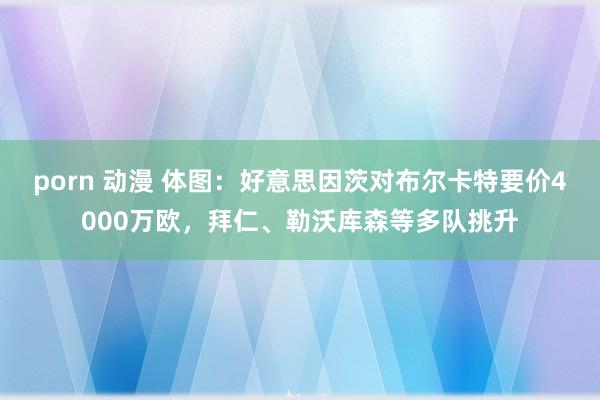 porn 动漫 体图：好意思因茨对布尔卡特要价4000万欧，拜仁、勒沃库森等多队挑升