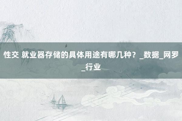 性交 就业器存储的具体用途有哪几种？_数据_网罗_行业