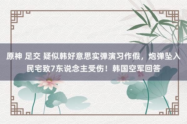 原神 足交 疑似韩好意思实弹演习作假，炮弹坠入民宅致7东说念主受伤！韩国空军回答