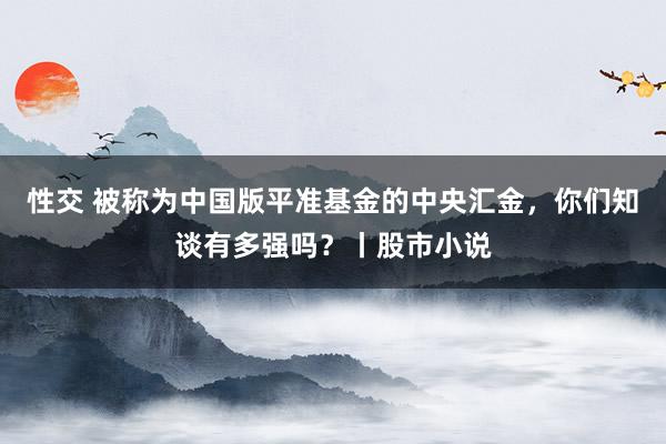 性交 被称为中国版平准基金的中央汇金，你们知谈有多强吗？丨股市小说
