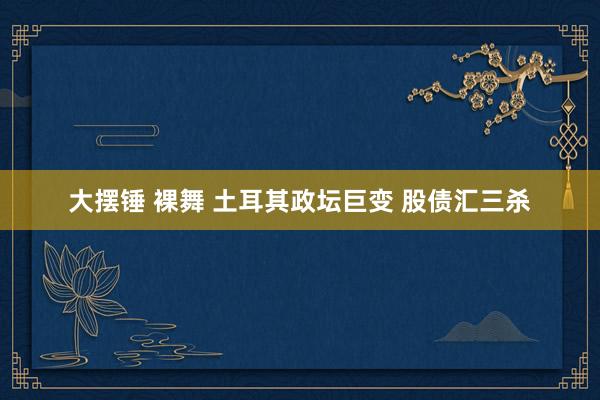 大摆锤 裸舞 土耳其政坛巨变 股债汇三杀