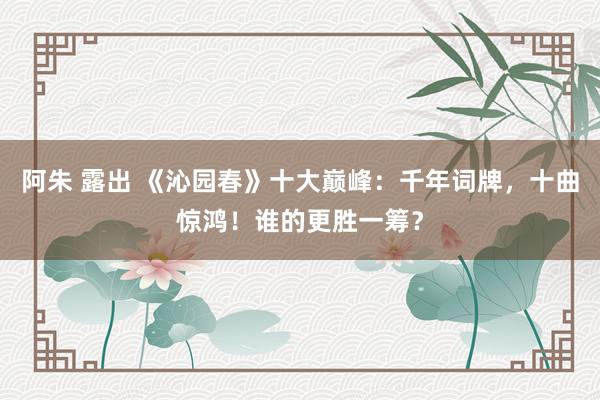 阿朱 露出 《沁园春》十大巅峰：千年词牌，十曲惊鸿！谁的更胜一筹？