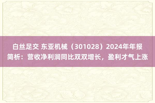 白丝足交 东亚机械（301028）2024年年报简析：营收净利润同比双双增长，盈利才气上涨